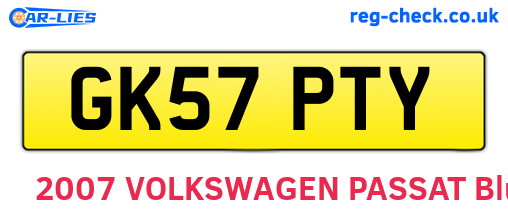 GK57PTY are the vehicle registration plates.