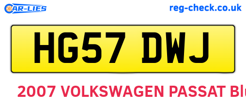 HG57DWJ are the vehicle registration plates.