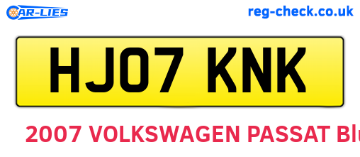 HJ07KNK are the vehicle registration plates.