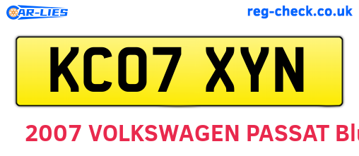 KC07XYN are the vehicle registration plates.