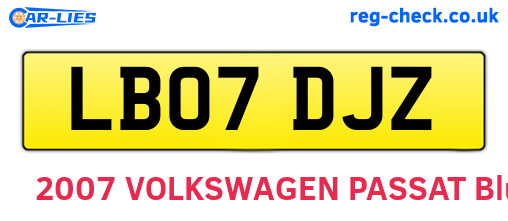 LB07DJZ are the vehicle registration plates.