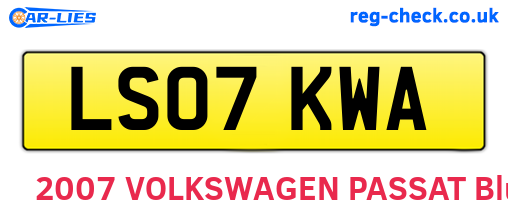 LS07KWA are the vehicle registration plates.
