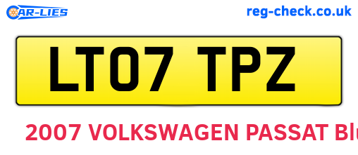 LT07TPZ are the vehicle registration plates.