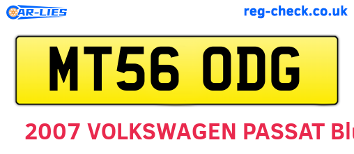 MT56ODG are the vehicle registration plates.