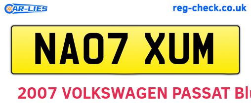 NA07XUM are the vehicle registration plates.