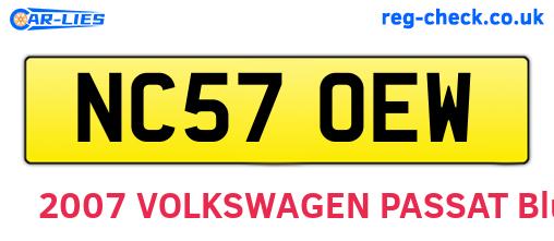 NC57OEW are the vehicle registration plates.