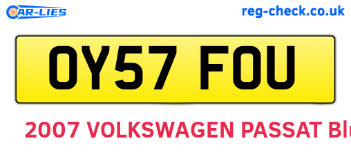 OY57FOU are the vehicle registration plates.