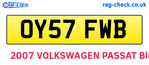 OY57FWB are the vehicle registration plates.