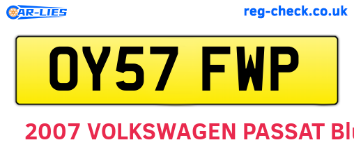 OY57FWP are the vehicle registration plates.