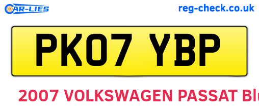 PK07YBP are the vehicle registration plates.