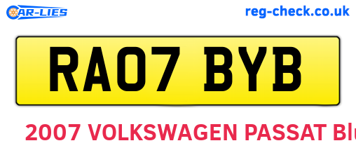 RA07BYB are the vehicle registration plates.
