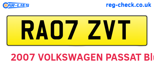 RA07ZVT are the vehicle registration plates.