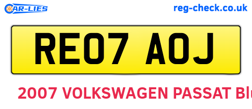RE07AOJ are the vehicle registration plates.