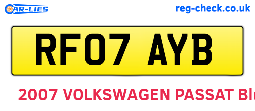 RF07AYB are the vehicle registration plates.