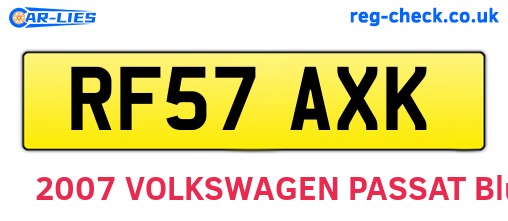 RF57AXK are the vehicle registration plates.