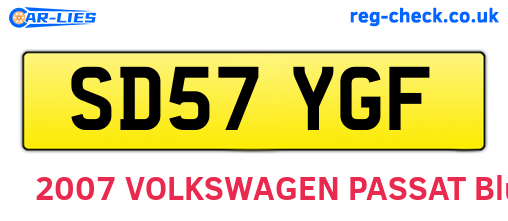SD57YGF are the vehicle registration plates.