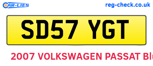 SD57YGT are the vehicle registration plates.