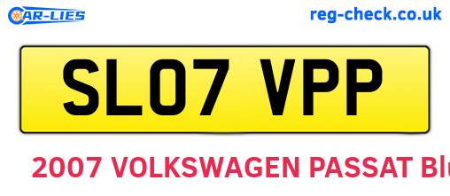 SL07VPP are the vehicle registration plates.
