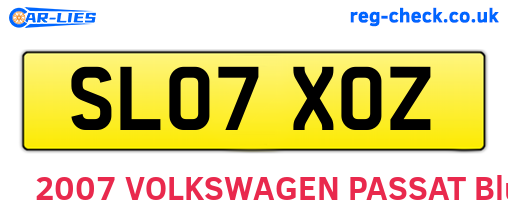 SL07XOZ are the vehicle registration plates.
