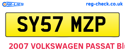 SY57MZP are the vehicle registration plates.