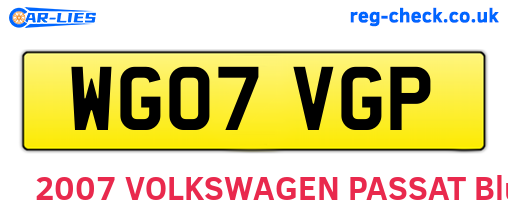 WG07VGP are the vehicle registration plates.