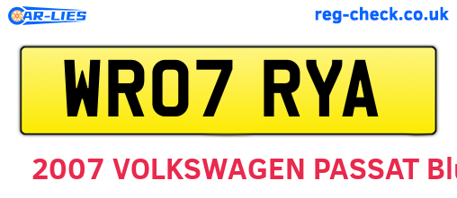 WR07RYA are the vehicle registration plates.