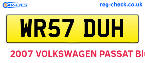 WR57DUH are the vehicle registration plates.