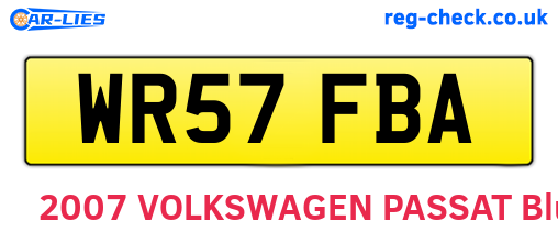 WR57FBA are the vehicle registration plates.