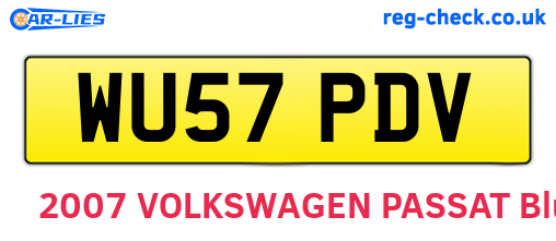 WU57PDV are the vehicle registration plates.