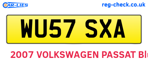 WU57SXA are the vehicle registration plates.