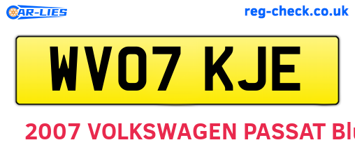 WV07KJE are the vehicle registration plates.