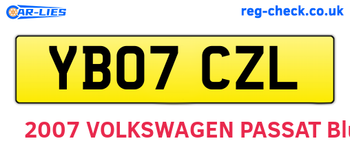 YB07CZL are the vehicle registration plates.