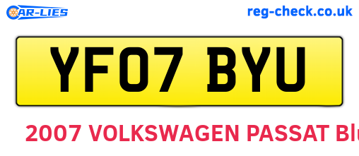 YF07BYU are the vehicle registration plates.
