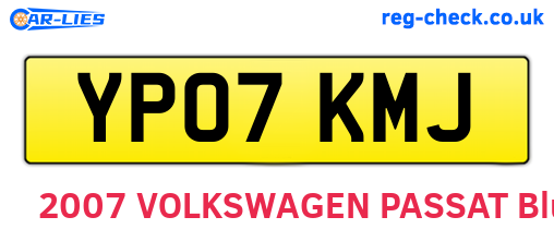 YP07KMJ are the vehicle registration plates.