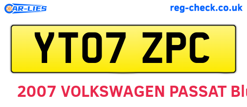 YT07ZPC are the vehicle registration plates.