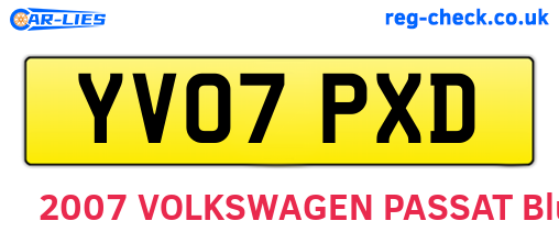YV07PXD are the vehicle registration plates.