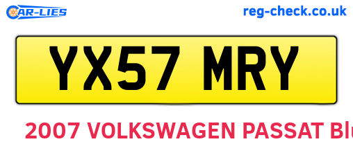 YX57MRY are the vehicle registration plates.
