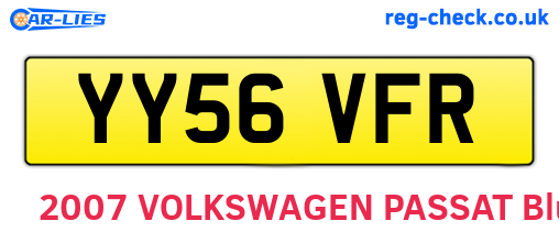 YY56VFR are the vehicle registration plates.