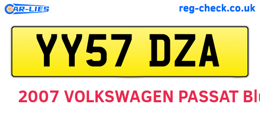 YY57DZA are the vehicle registration plates.