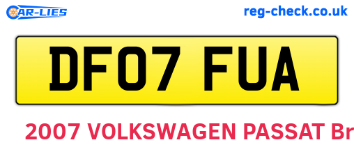 DF07FUA are the vehicle registration plates.