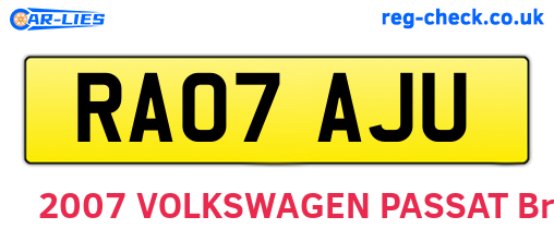 RA07AJU are the vehicle registration plates.