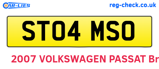 ST04MSO are the vehicle registration plates.