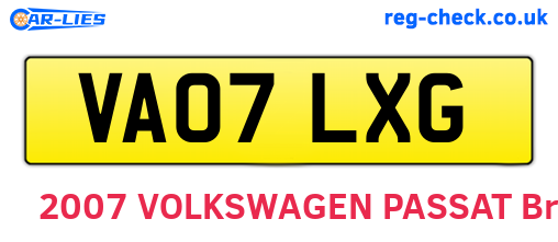 VA07LXG are the vehicle registration plates.