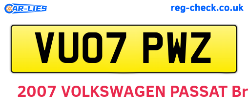 VU07PWZ are the vehicle registration plates.