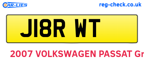 J18RWT are the vehicle registration plates.