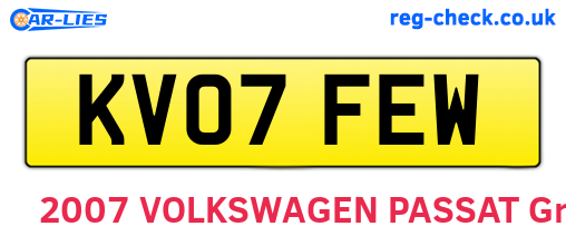 KV07FEW are the vehicle registration plates.