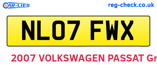 NL07FWX are the vehicle registration plates.