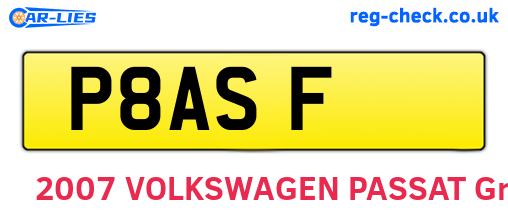 P8ASF are the vehicle registration plates.