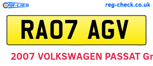 RA07AGV are the vehicle registration plates.