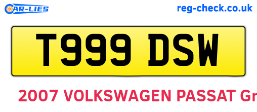 T999DSW are the vehicle registration plates.
